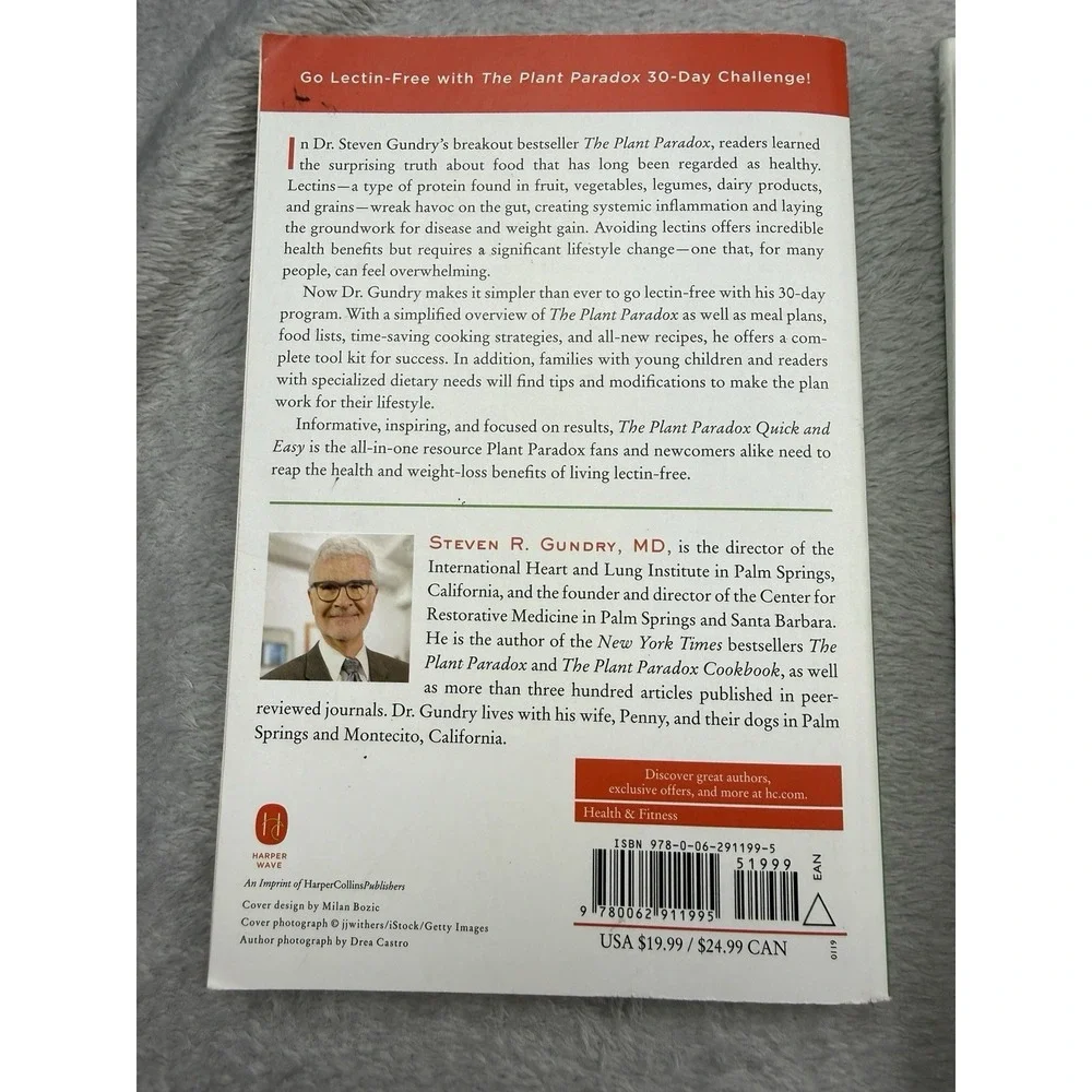Steven R. Gundry, MD The Plant Paradox Hardcover 2017 w/ Dust Jacket